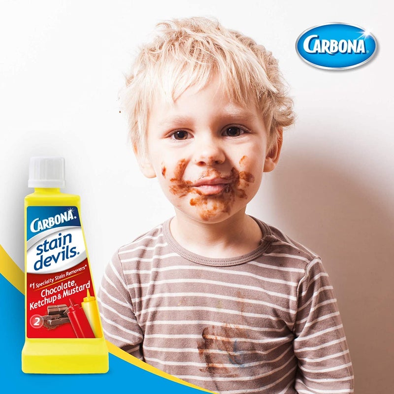 كاربونا شياطين البقع #2 - الكاتشب والخردل والشوكولاتة | مزيل بقع الغسيل ذو القوة الاحترافية | منظف ​​متعدد الأقمشة | آمن على البشرة والأقمشة القابلة للغسل | 1.7 أونصة سائلة، 1 عبوة - Image 2